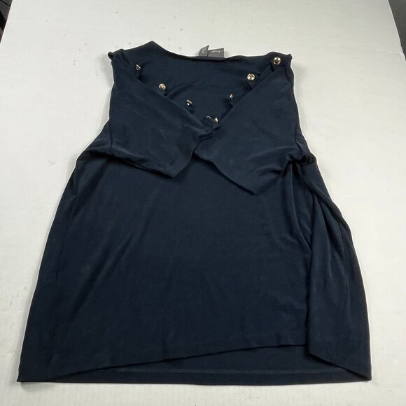 Chicos Travelers Wrinkle Resistant Top Blue Cut Out Sleeve Stretch Blouse 3 XL - Picture 9 of 10